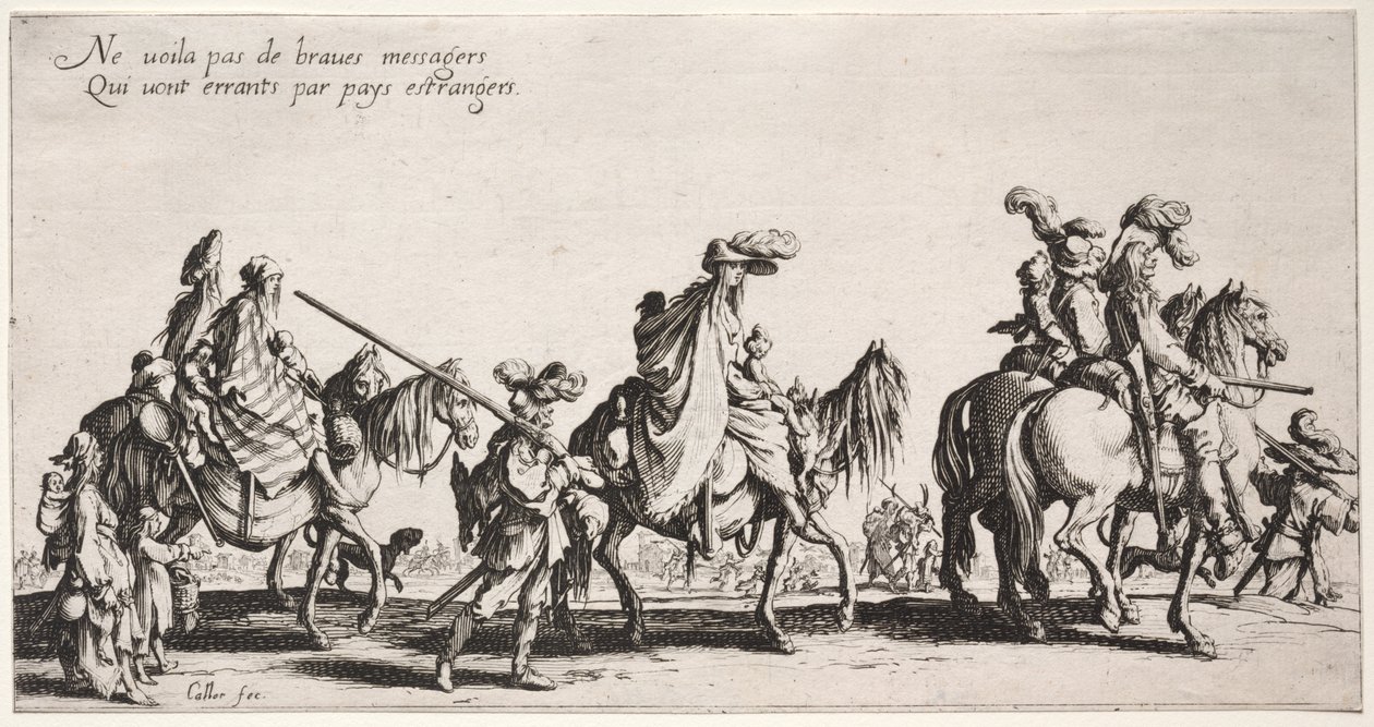 The Bohemians: The Bohemians Marching: The Vanguard, c. 1621-1625. alkotó: Jacques Callot