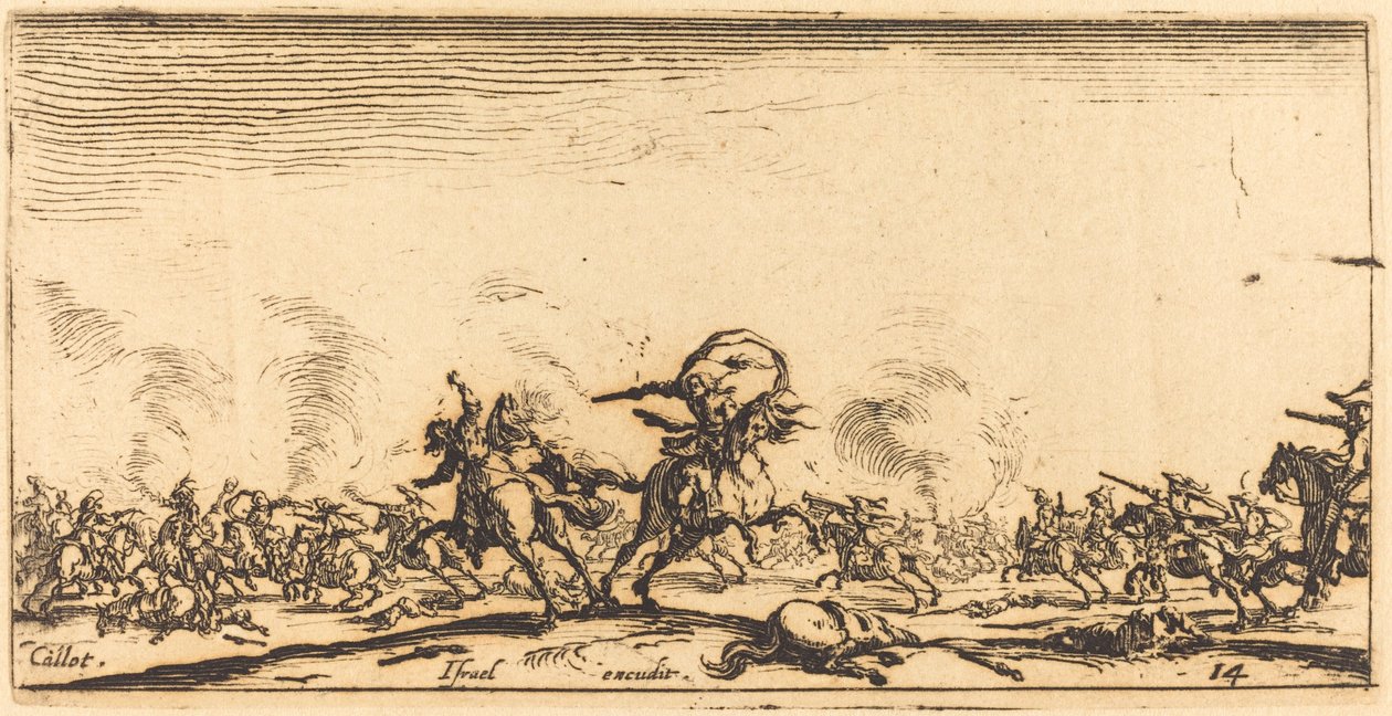 A lovassági harc pisztolyokkal, c. 16321634. alkotó: Jacques Callot