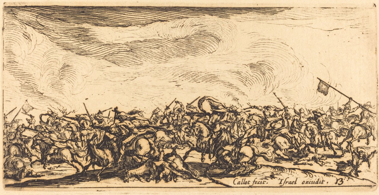 A lovassági harc karddal, c. 16321634. alkotó: Jacques Callot