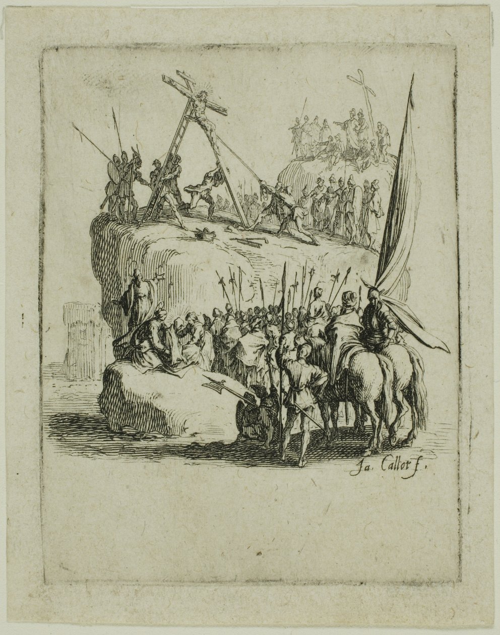 A keresztre feszítés, a Kis passióból alkotó: Jacques Callot