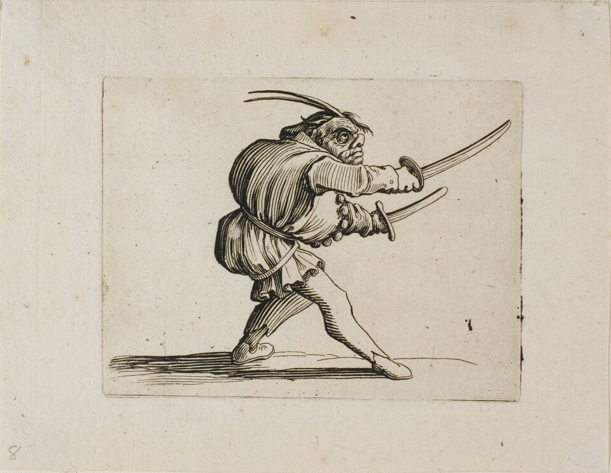 A párbajozó két karddal, Varie Figure Gobbitól alkotó: Jacques Callot