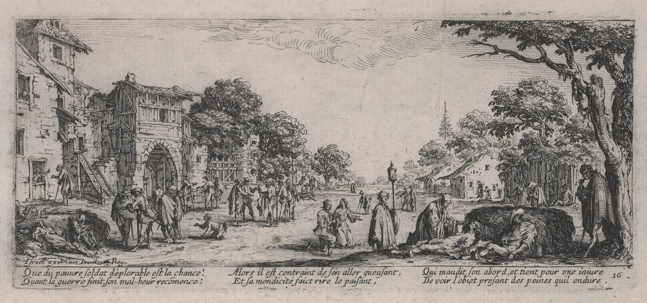 A haldoklók az út mellett (Les Mourants sur le bord des routes), A háború nyomorúságaiból alkotó: Jacques Callot