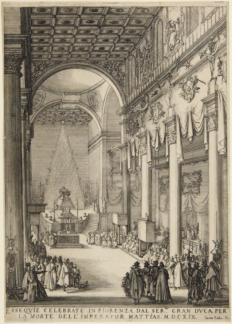 Máté császár nyilvános ravatalozása alkotó: Jacques Callot
