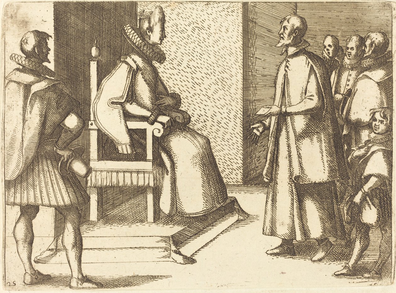 Toszkána követe köszönetet mond a királynőnek, 1612. alkotó: Jacques Callot