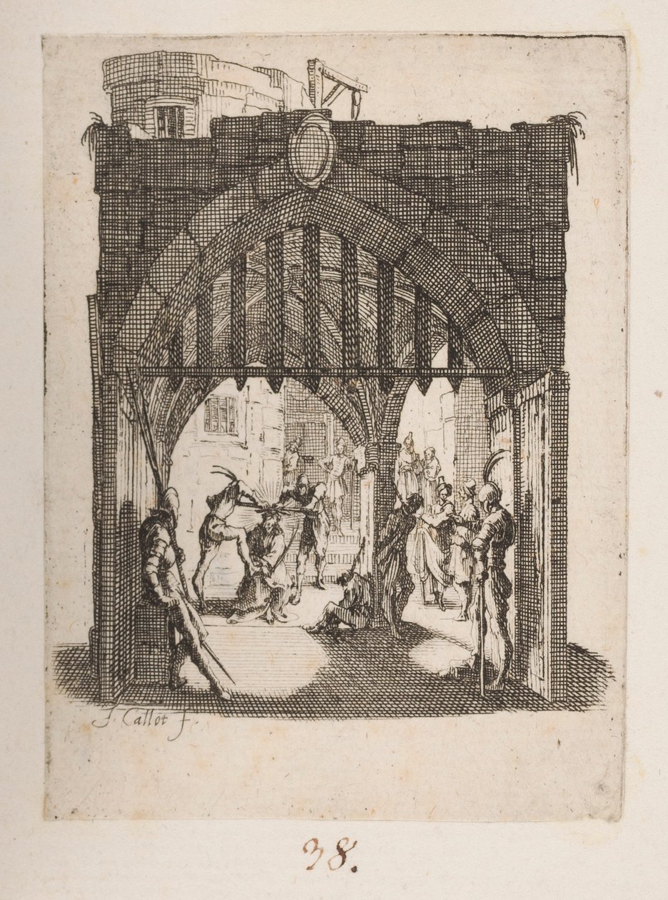 A zászlózás, sz. 6/11 a La Petite Passionból alkotó: Jacques Callot