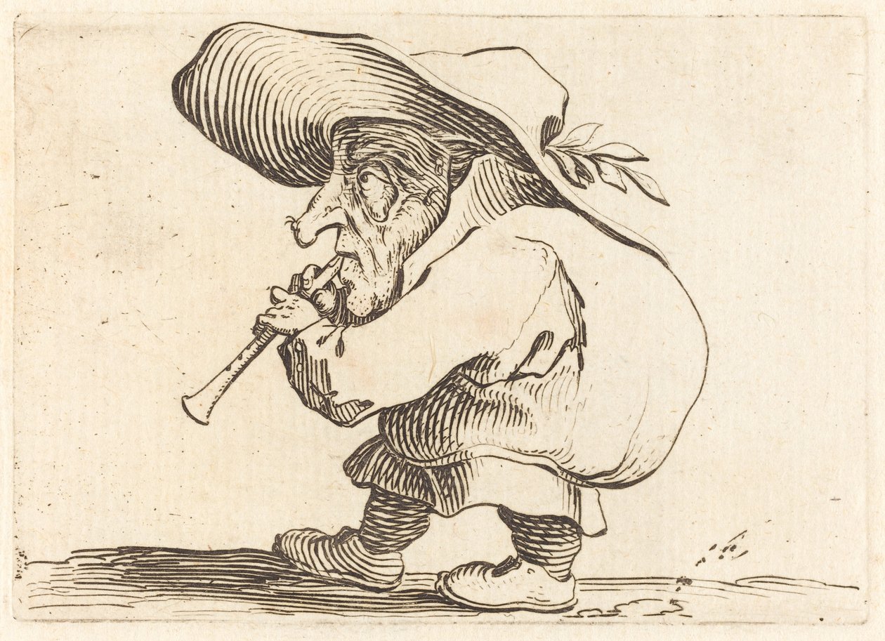 A Flageolet játékos c. 1622. alkotó: Jacques Callot