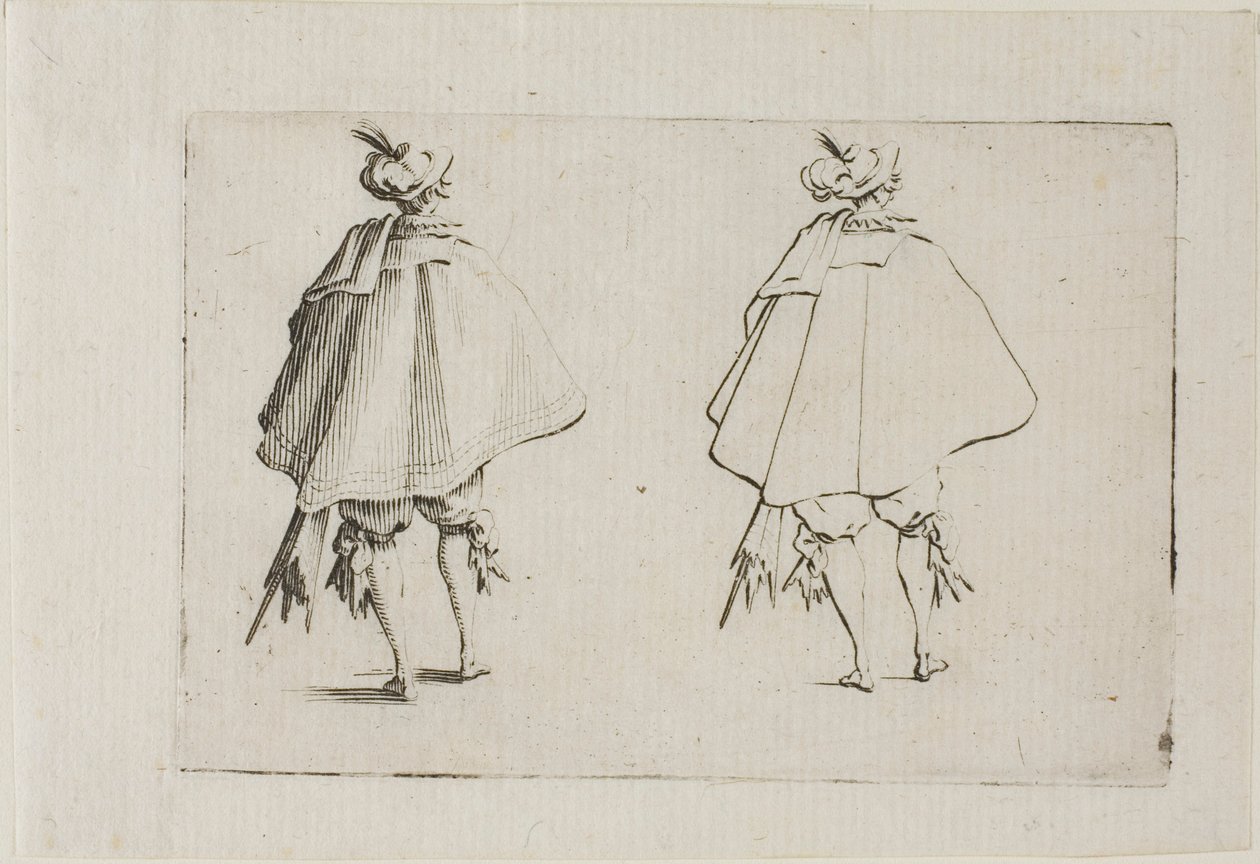 A nagykabátos úriember, hátulról nézve, a Capricesből alkotó: Jacques Callot