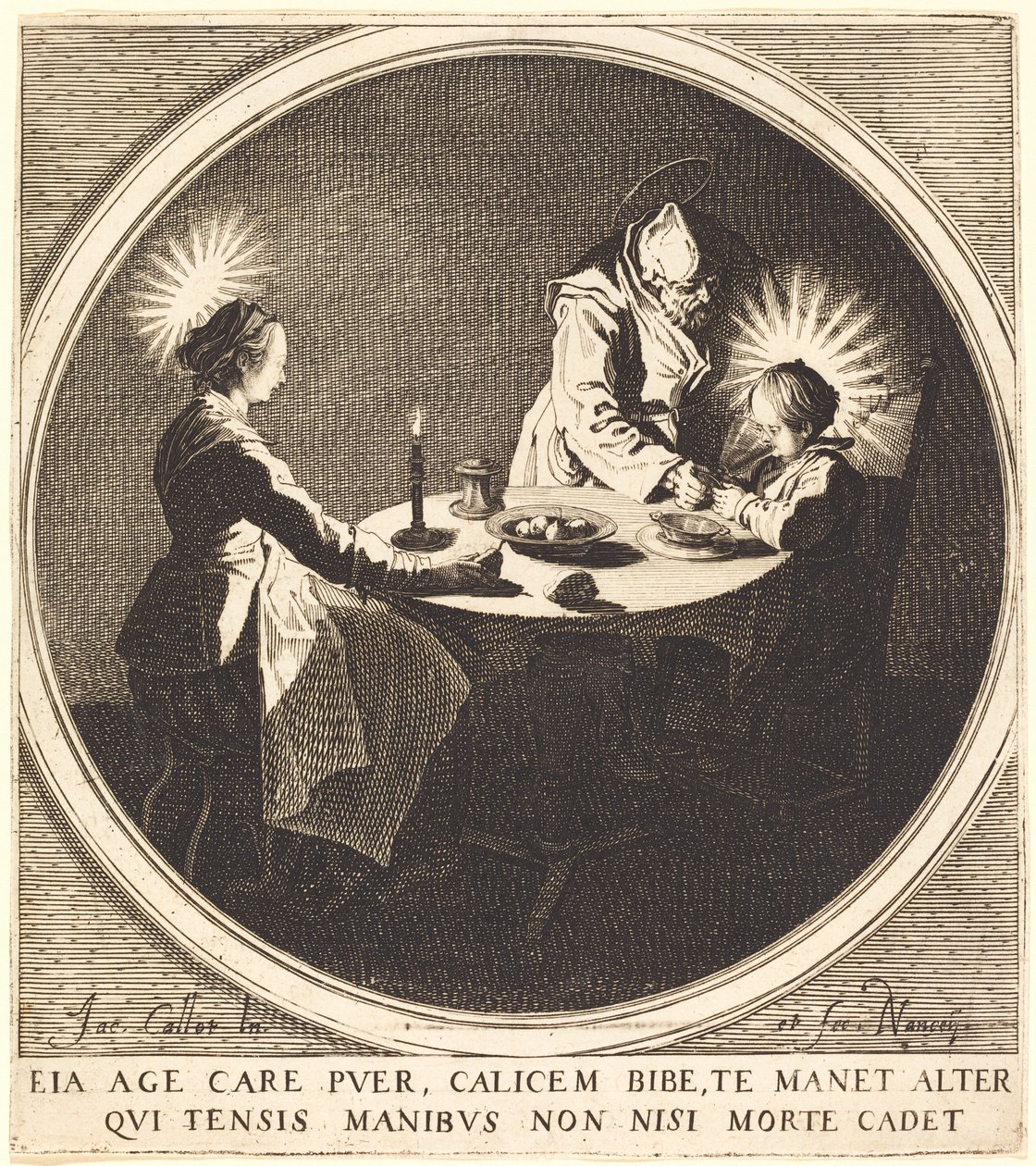 A szent család az asztalnál alkotó: Jacques Callot