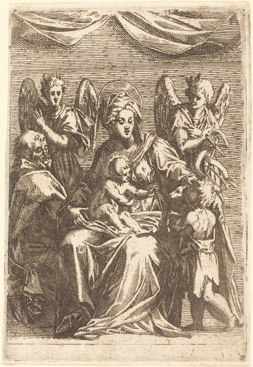 A Szent Család két angyallal alkotó: Jacques Callot