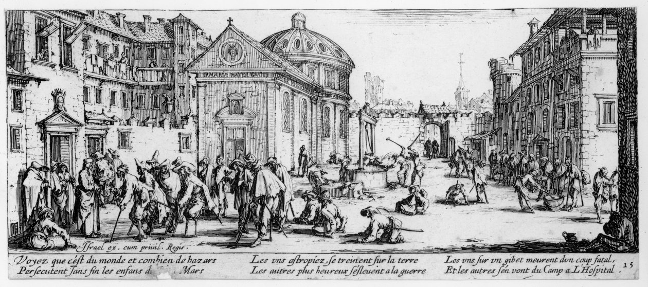 A Kórház, A háború nyomorúságai és szerencsétlenségei című könyv 15. táblája, Izrael Henriet metszete (kb. 1590-1661) 1633 alkotó: Jacques Callot