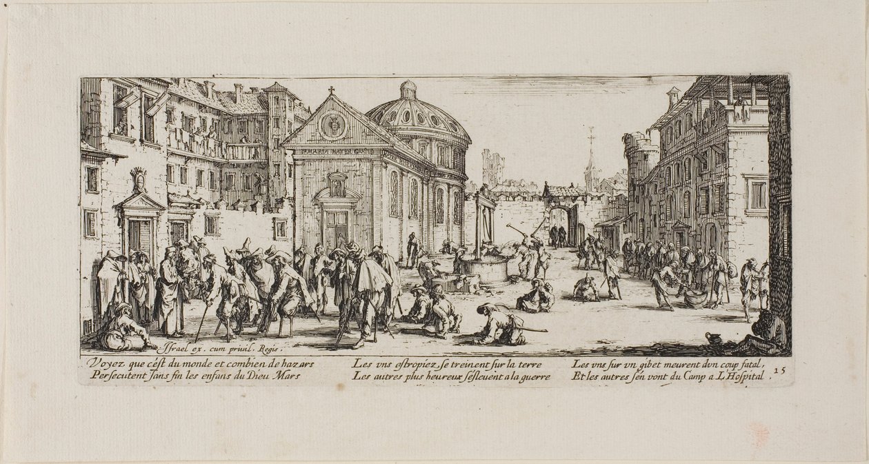 A Kórház, a The Miseries of War tizenötös táblája alkotó: Jacques Callot