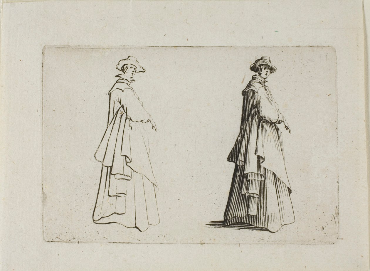 A hölgy teljes ruhában, a The Caprices-ből alkotó: Jacques Callot