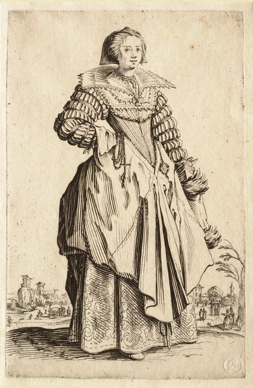 A nagy galléros hölgy, akinek a fejdísze hátraesik (La dame à la grande collerette et à la coiffe retombant en arrière) alkotó: Jacques Callot