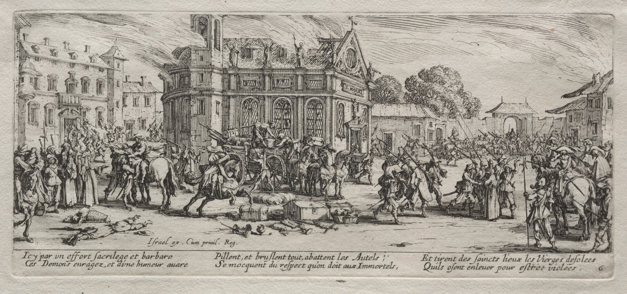 A háború nagy nyomorúságai: Egy kolostor pusztítása alkotó: Jacques Callot