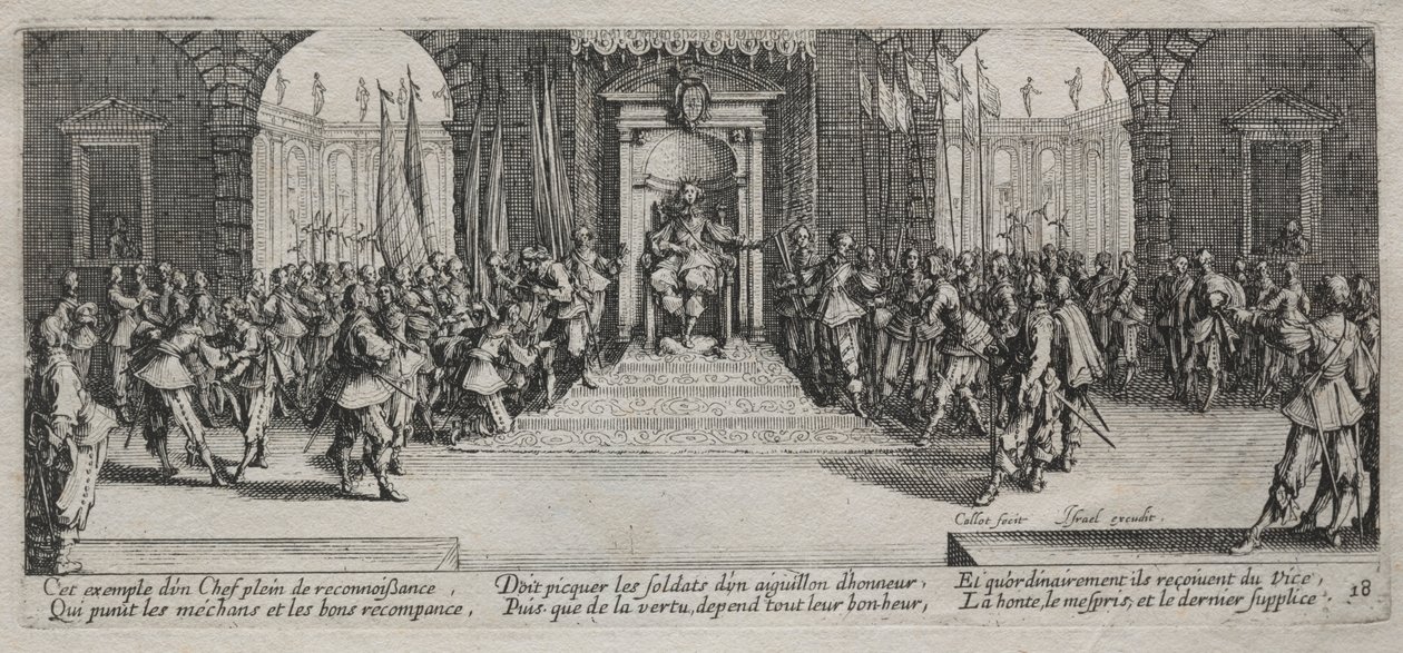 A háború nagy nyomorúságai: A kárpótlás elosztása, 1633. alkotó: Jacques Callot