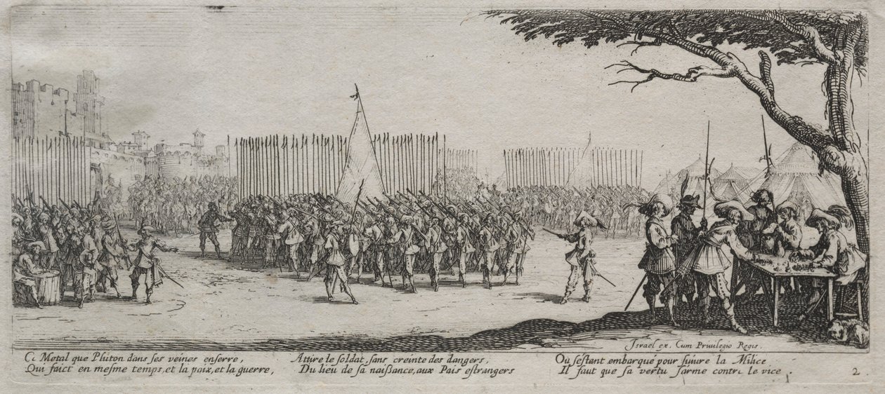 A háború nagy nyomorúságai: A csapatok bevonása, 1633. alkotó: Jacques Callot