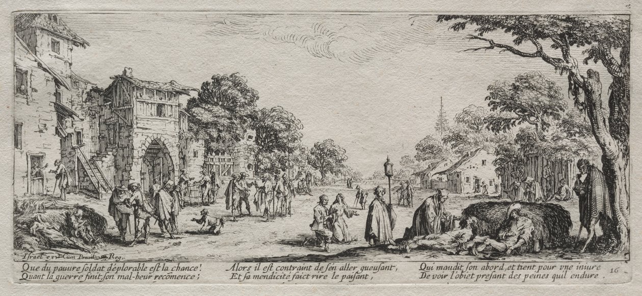 A háború nagy nyomorúságai: A koldusok és a haldoklók alkotó: Jacques Callot