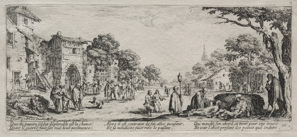 A háború nagy nyomorúságai: A koldusok és a haldoklók, 1633. alkotó: Jacques Callot
