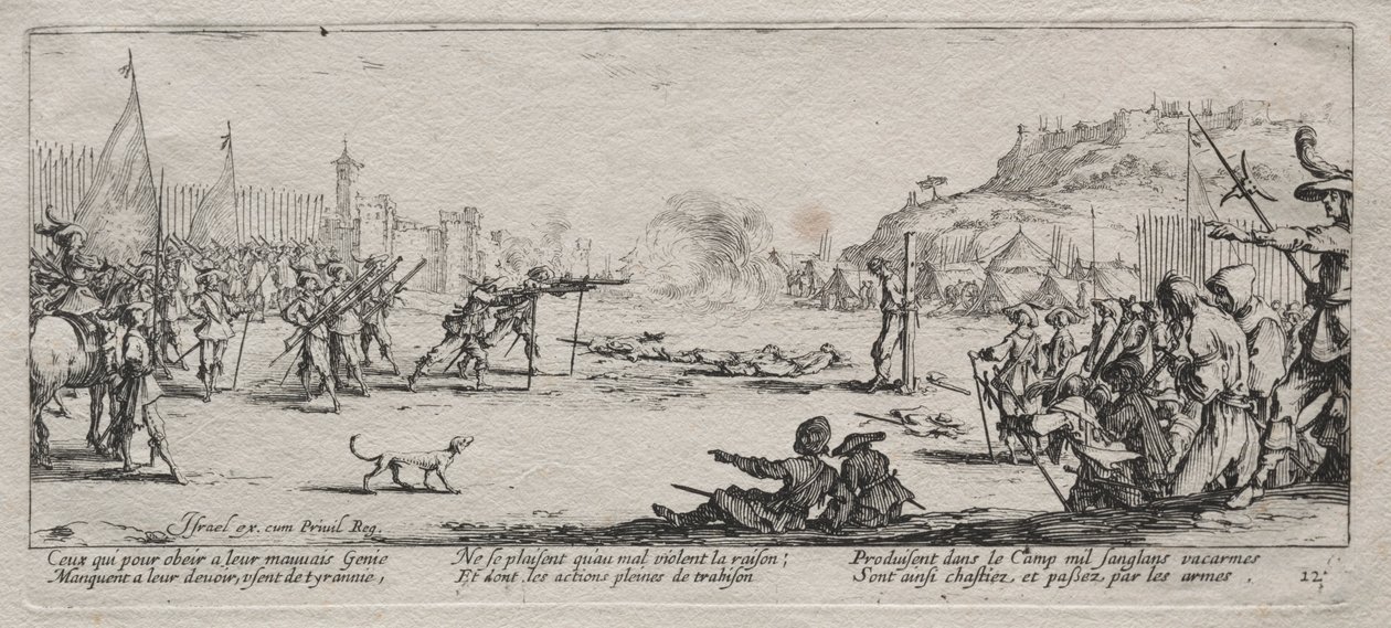 A háború nagy nyomorúságai: A tüzelőosztag, 1633. alkotó: Jacques Callot