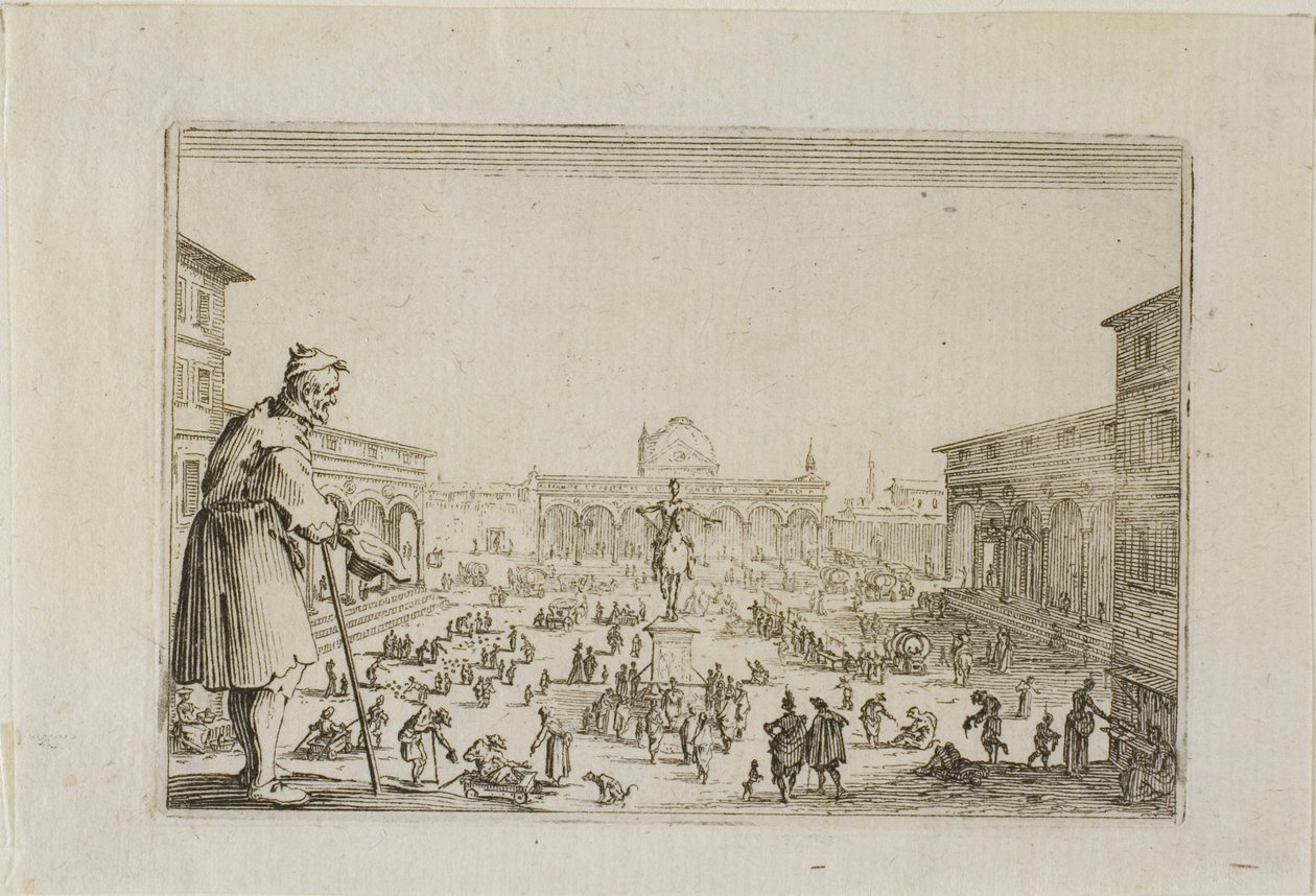 A menet az Angyali üdvözlet palotájától Firenzéig, a Szeszélyekből alkotó: Jacques Callot