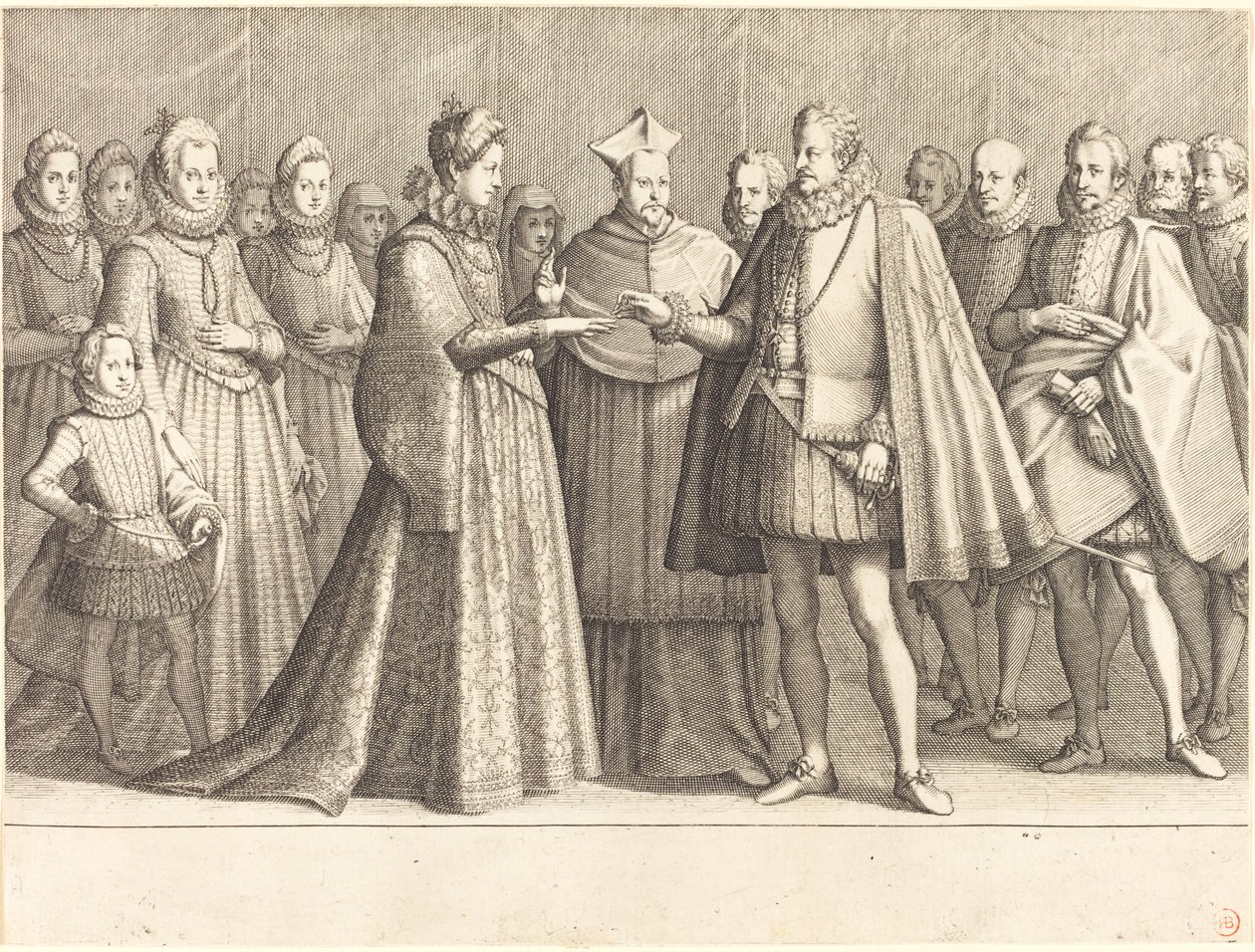 Ferdinando és Lotaringiai Christine házassága alkotó: Jacques Callot
