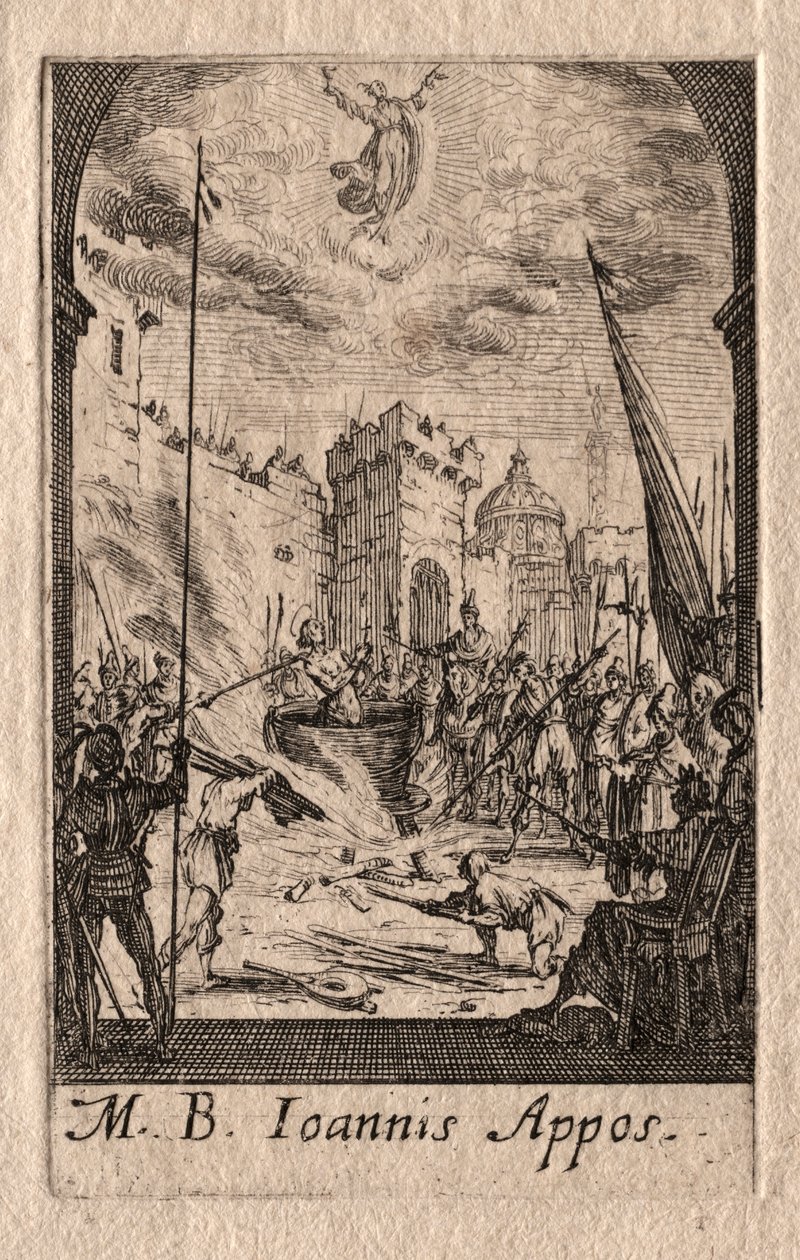 Az apostolok vértanúsága: Szent János evangélista. alkotó: Jacques Callot