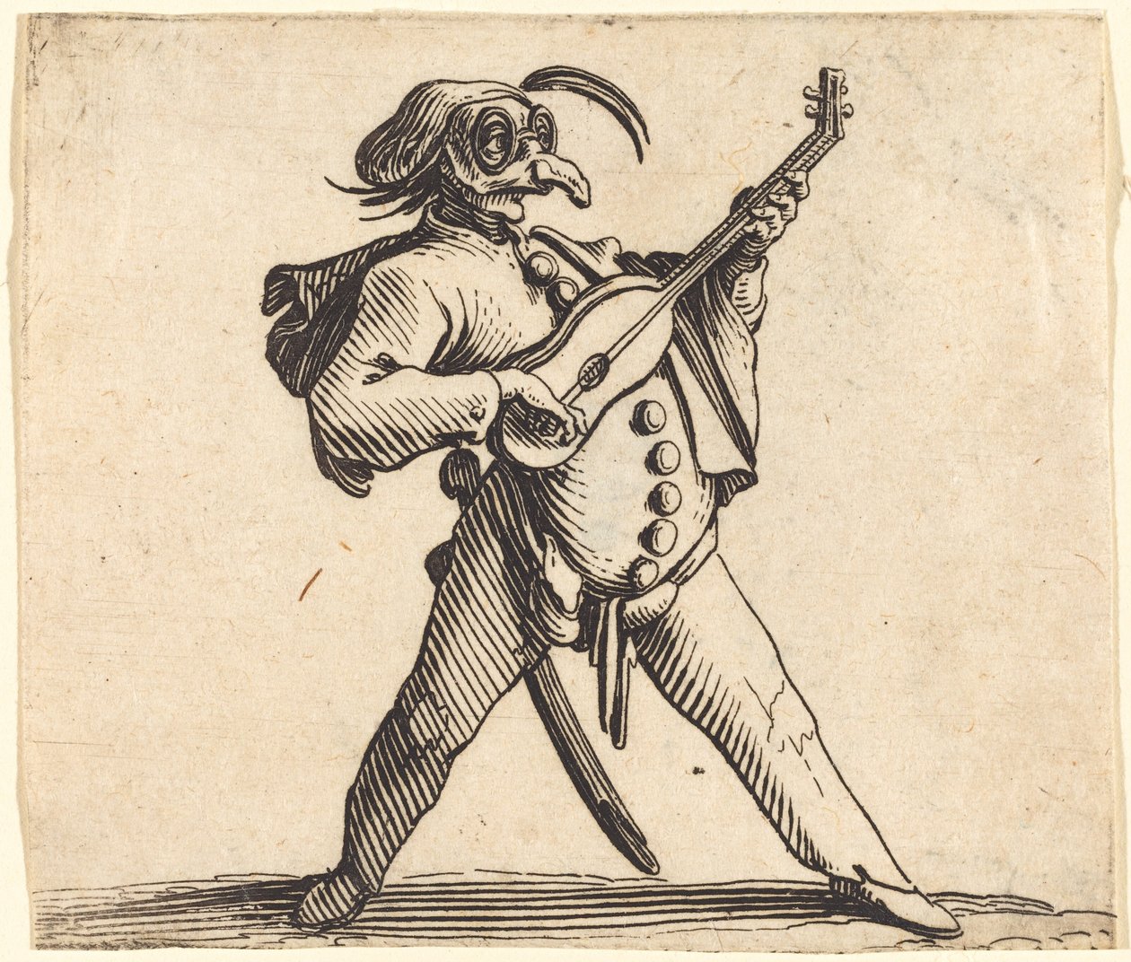 Az álarcos komikus gitáron játszik alkotó: Jacques Callot
