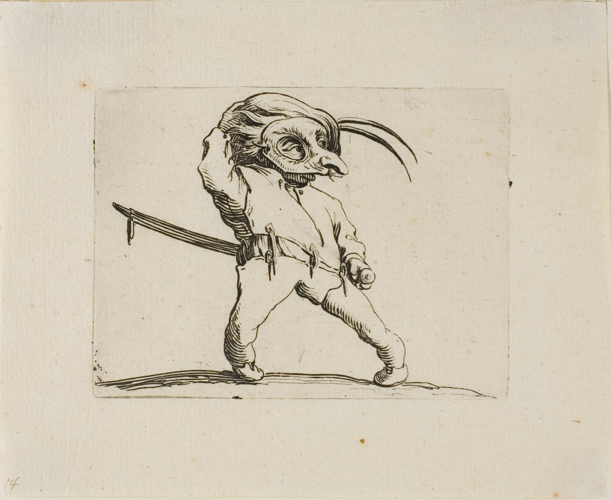 Az álarcos férfi csavart lábbal, a Varie Figure Gobbitól alkotó: Jacques Callot