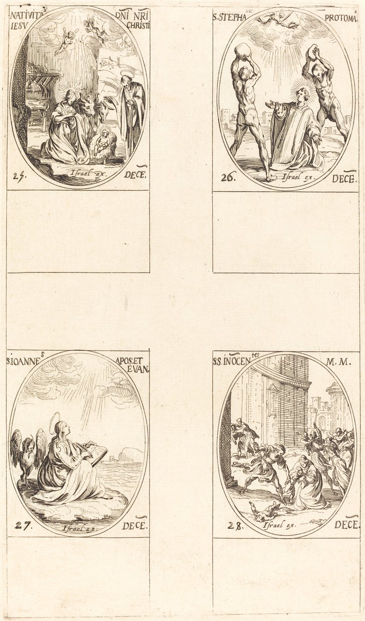 A születés; Szent István; Szent János; Szent Ártatlanok alkotó: Jacques Callot