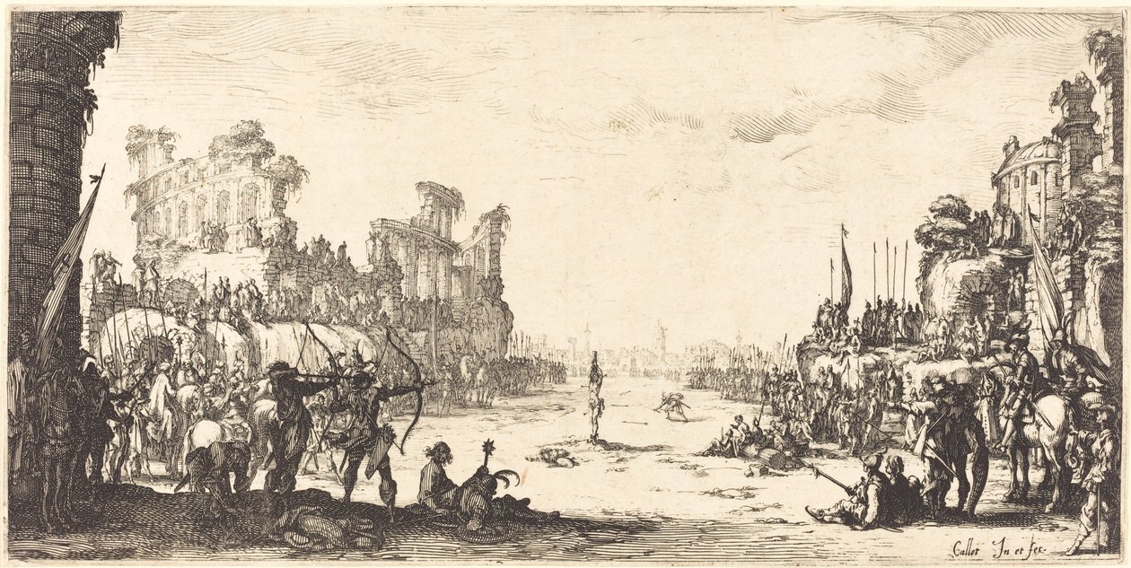 Nyilak megpróbáltatása, Saint Sebastian c. 16321633. alkotó: Jacques Callot