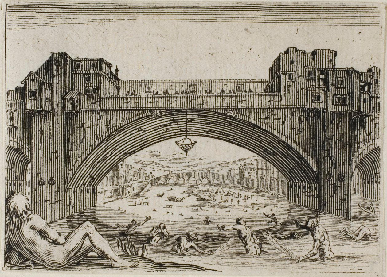 A firenzei Pont Vecchio, a Caprices-ből alkotó: Jacques Callot