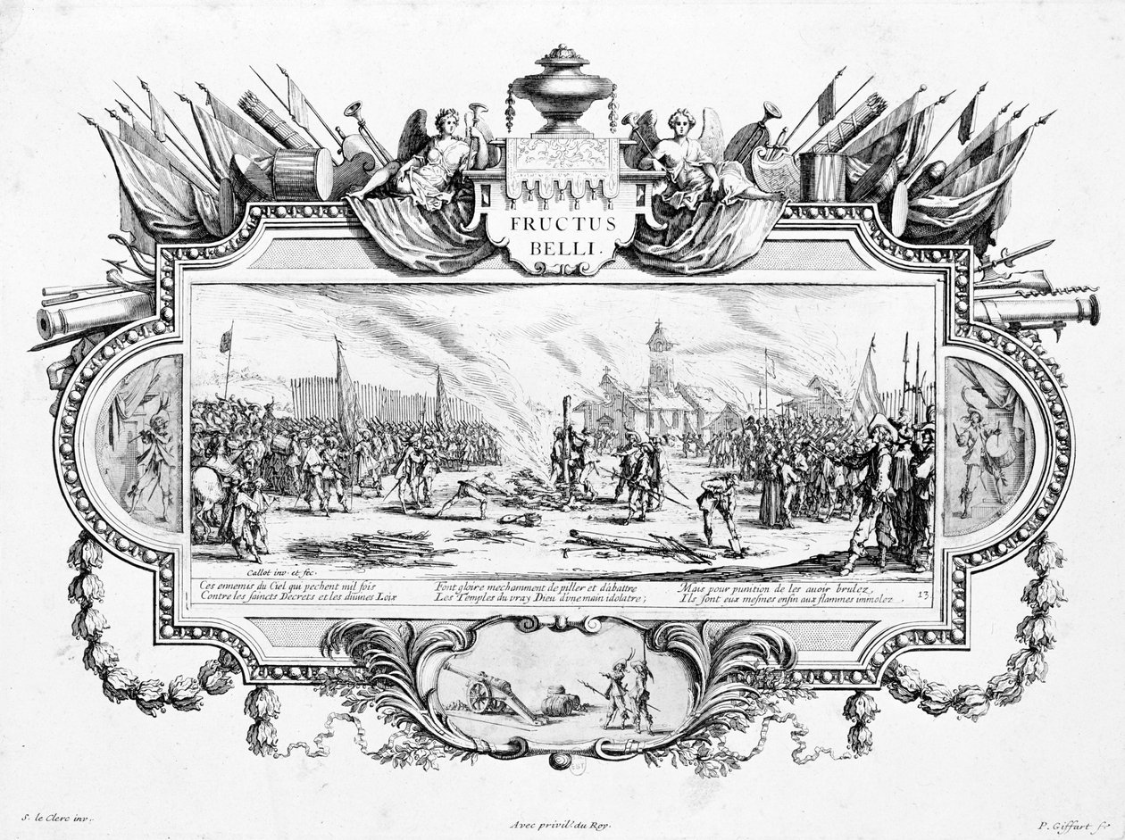 The Pyre, „A háború nyomorúságai és szerencsétlenségei” 13. táblája, Fructus Belli, Pierre Giffart (1638-1723) és Sebastien Le Clerc (1637-1714) metszete alkotó: Jacques Callot