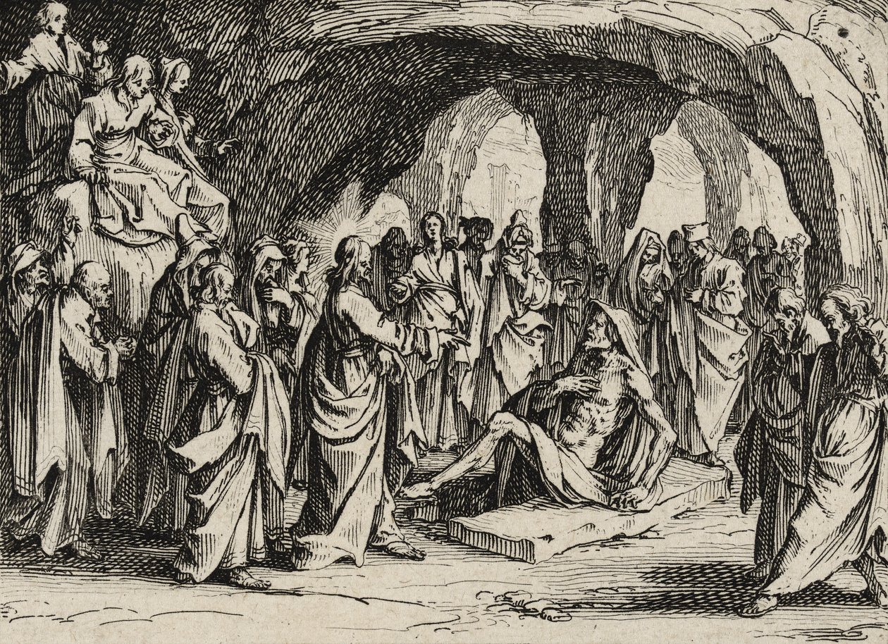 Lázár feltámadása, 1635 alkotó: Jacques Callot