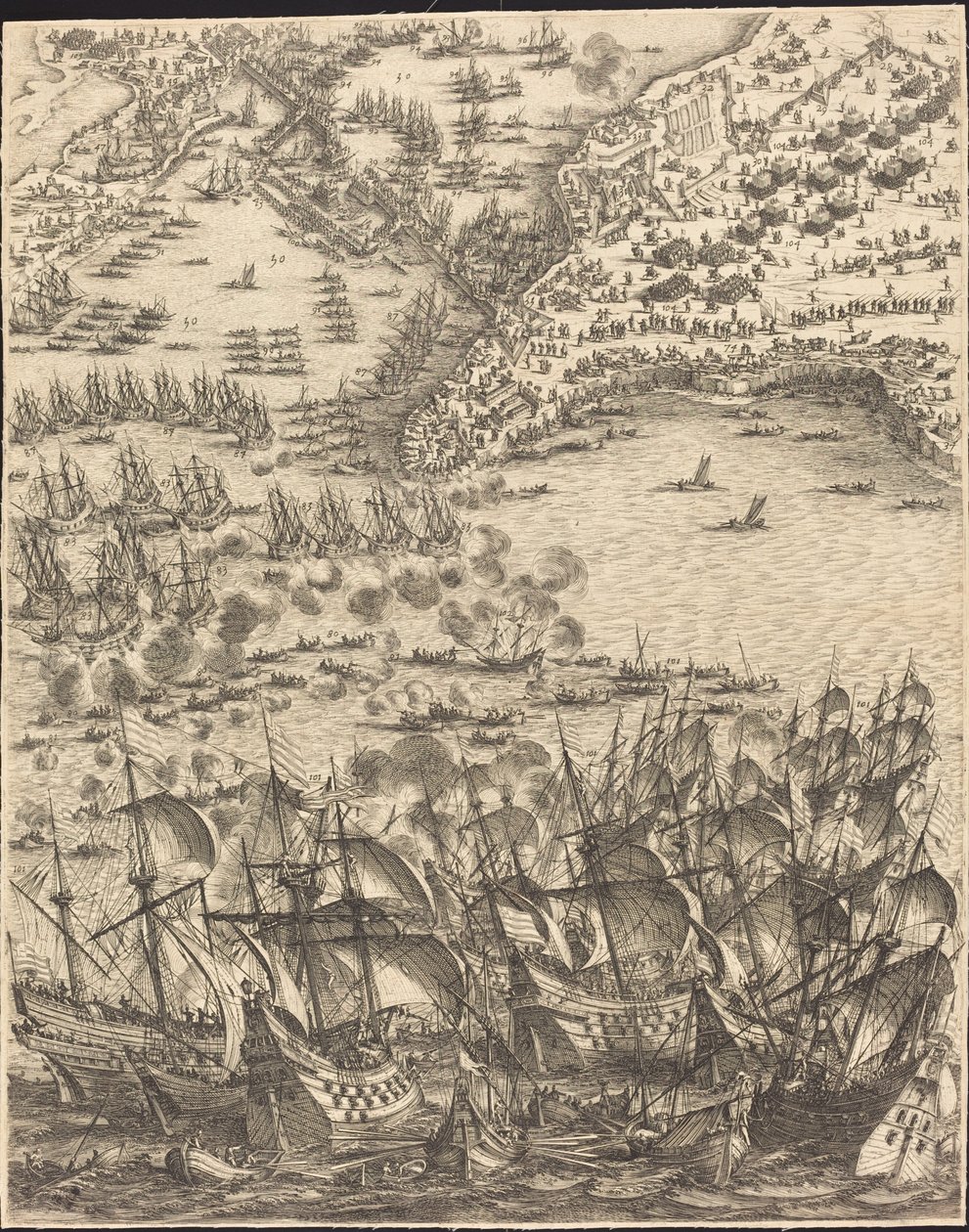 La Rochelle ostroma [16/11. tábla; a készlet tartalma: 1952.8.97-112] alkotó: Jacques Callot