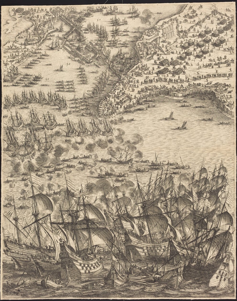 La Rochelle ostroma [11. lap a 16-ból; a sorozat 1952.8.97-112-ből áll] alkotó: Jacques Callot