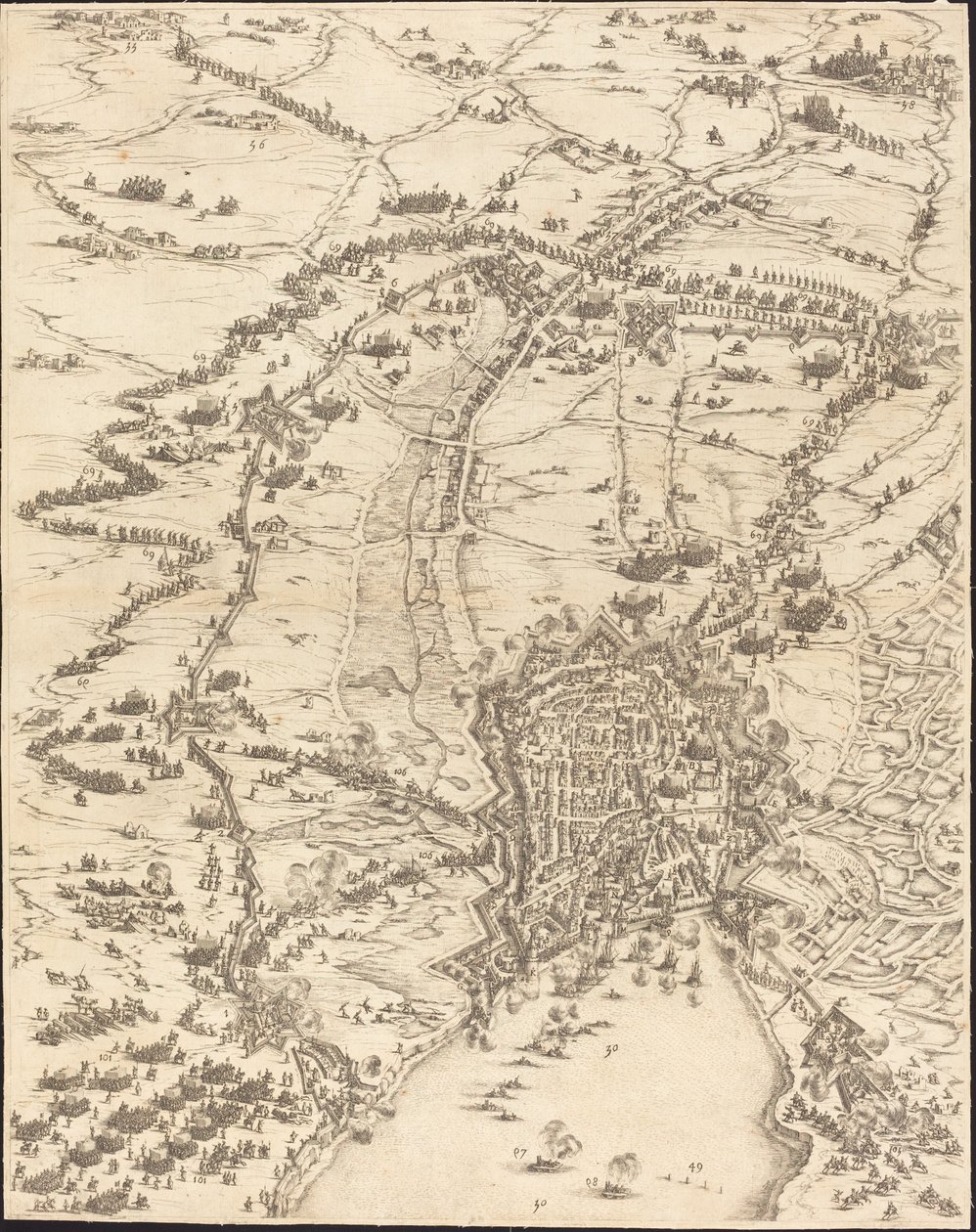 La Rochelle ostroma [6/16. tábla; a készlet tartalma: 1952.8.97-112] alkotó: Jacques Callot