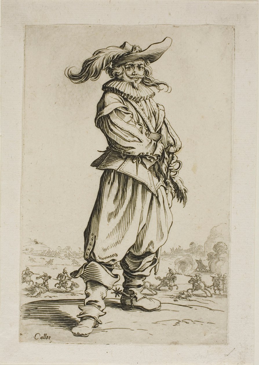 A katona tollas kalappal, harmadik tábla a La Noblesse-ből alkotó: Jacques Callot