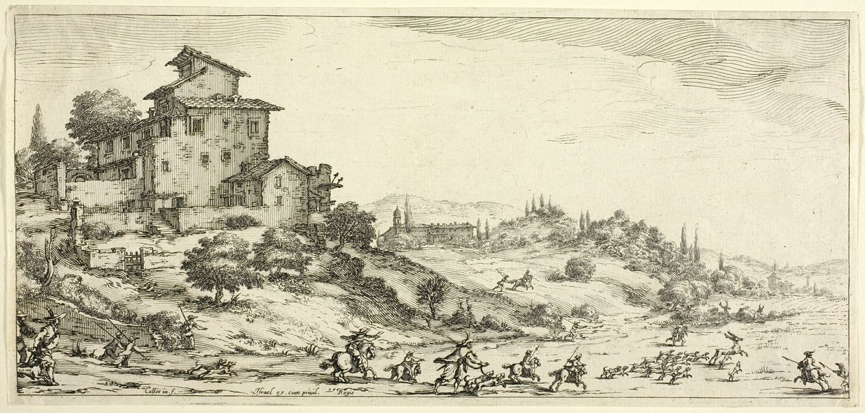 A szarvasvadászat különféle Firenzében tervezett jelenetekből alkotó: Jacques Callot