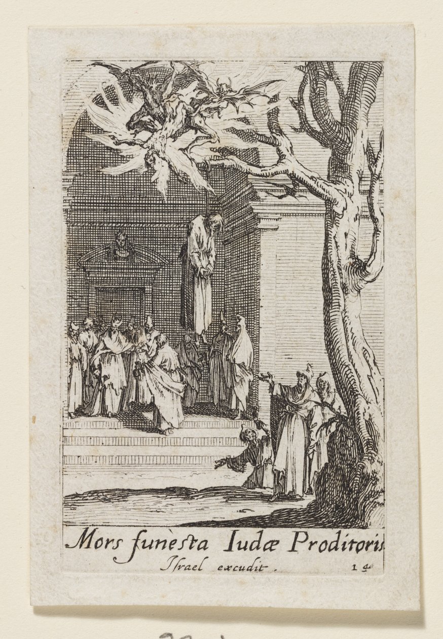Júdás, az áruló öngyilkossága (Mors funesta Judae Proditoris) alkotó: Jacques Callot