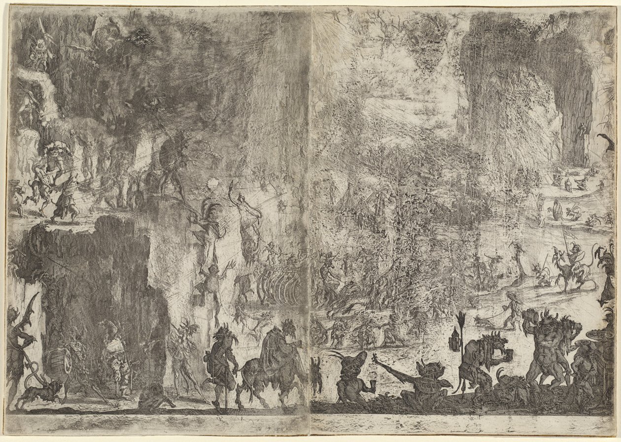 Szent Antal megkísértése [első változat], c. 1617. alkotó: Jacques Callot