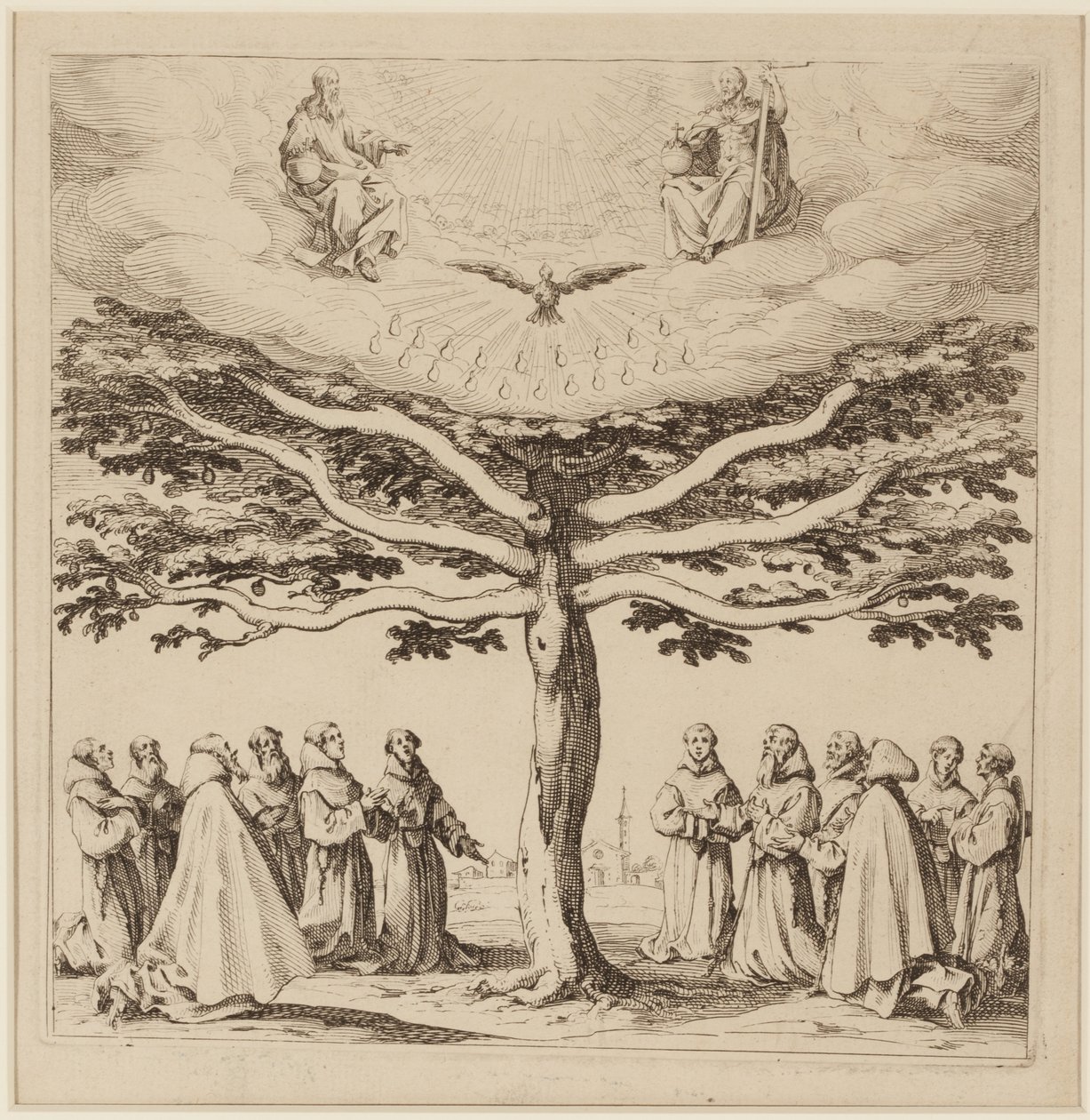 Szent Ferenc fája, 1619 körül (metszet) alkotó: Jacques Callot