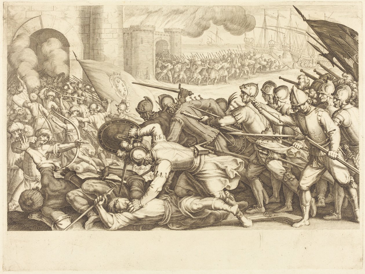 Egy város kapuját feltörő csapatok alkotó: Jacques Callot