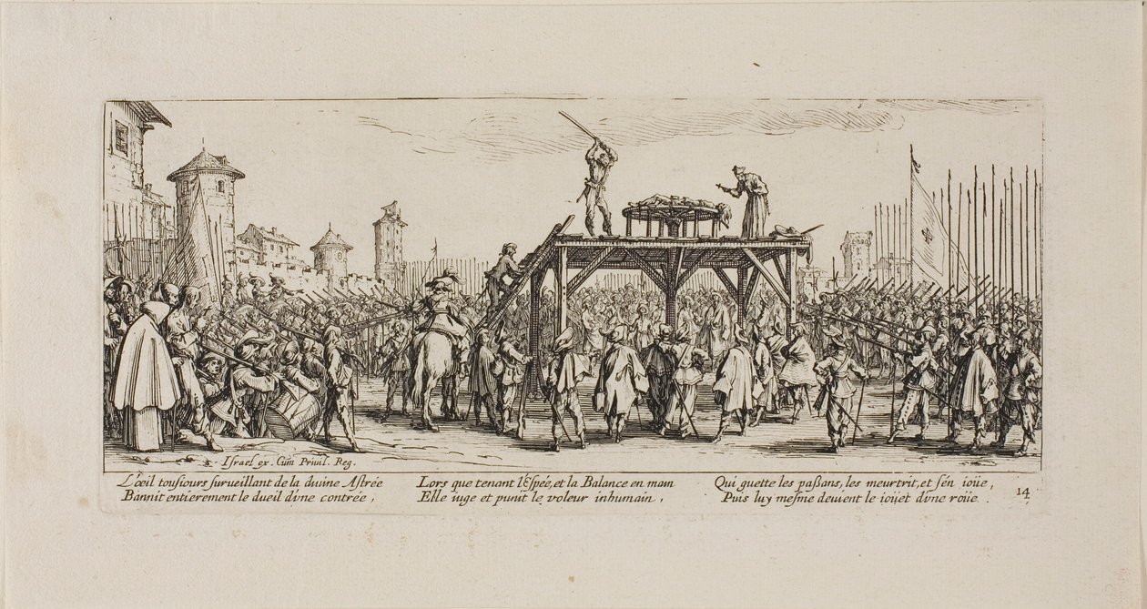 A kerék, tizennégyes lemez A háború nyomorúságából alkotó: Jacques Callot