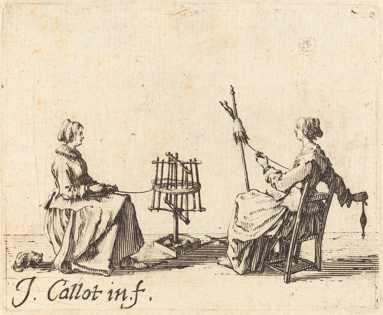 A tekercs és a fonó c. 1623. alkotó: Jacques Callot