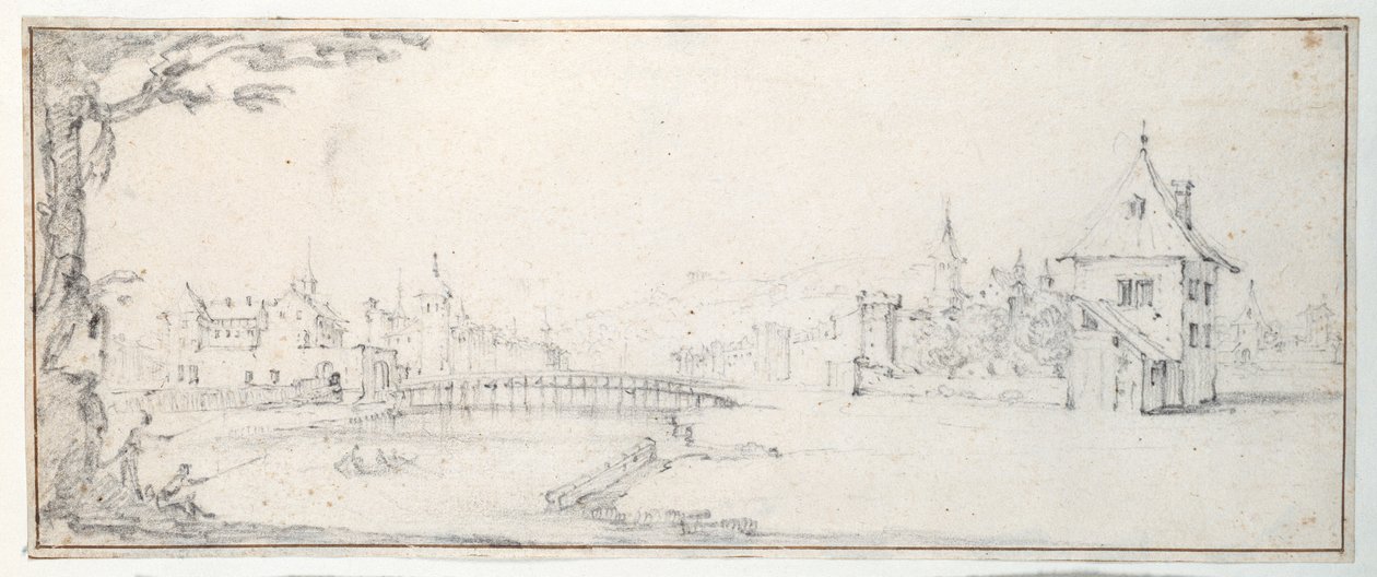 A Gaucheu hídja Epinalnál (fekete kréta papíron) alkotó: Jacques Callot