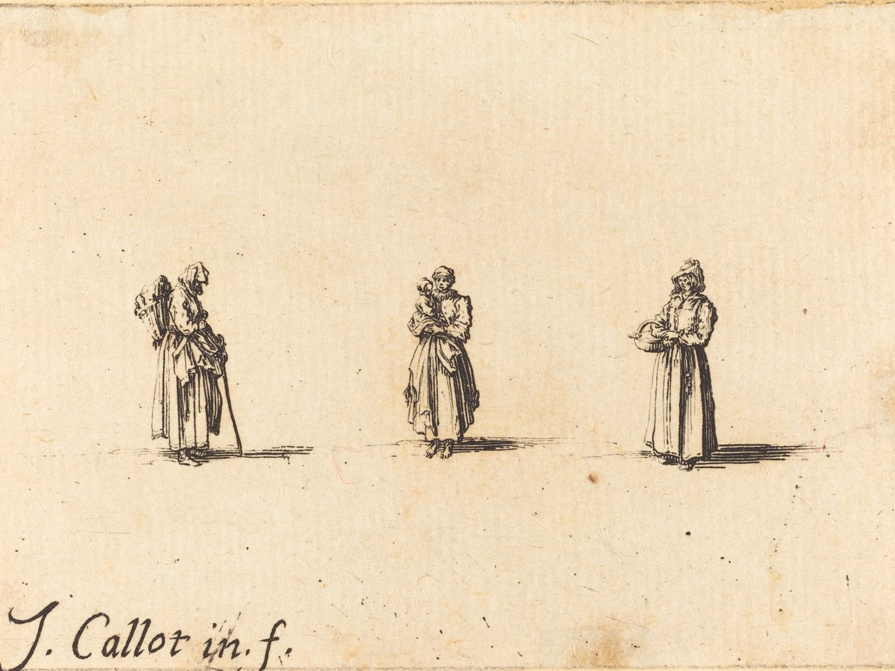 Három nő, egy gyermeket tart alkotó: Jacques Callot