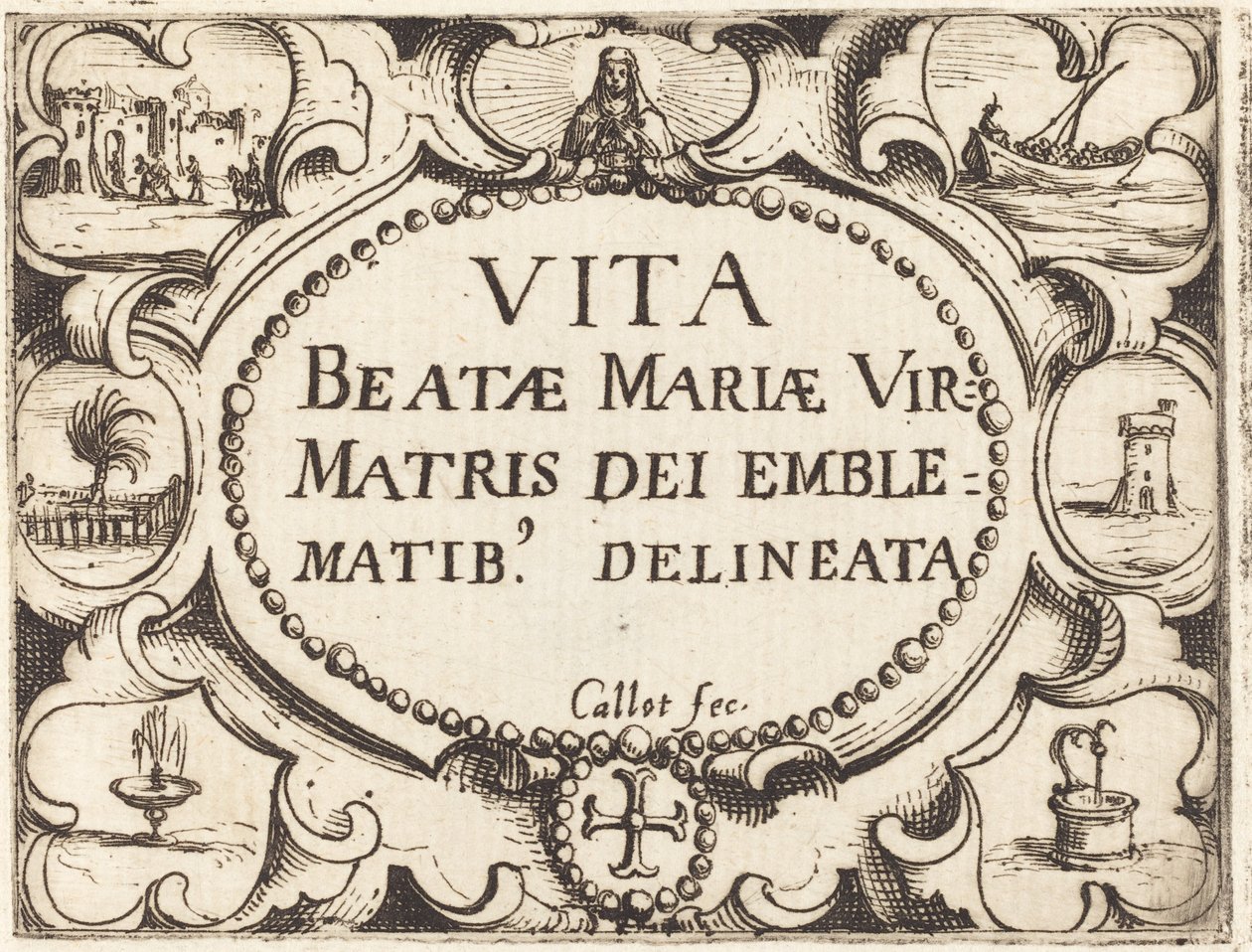 Címlap a "Szűz élete jelképekben" című könyvhöz alkotó: Jacques Callot