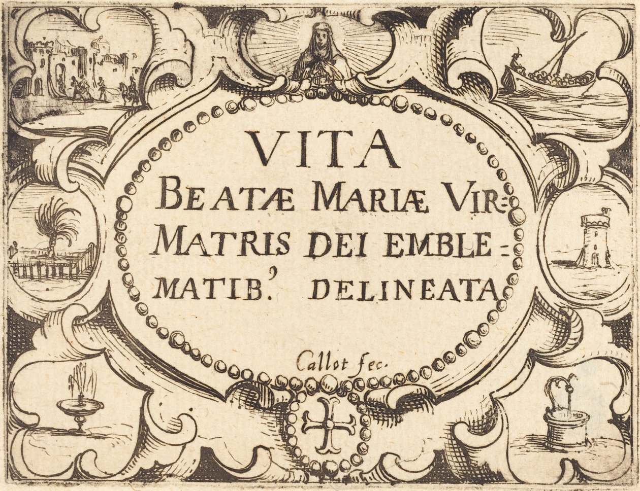 Címlap a "Szűz élete jelképekben" című könyvhöz alkotó: Jacques Callot
