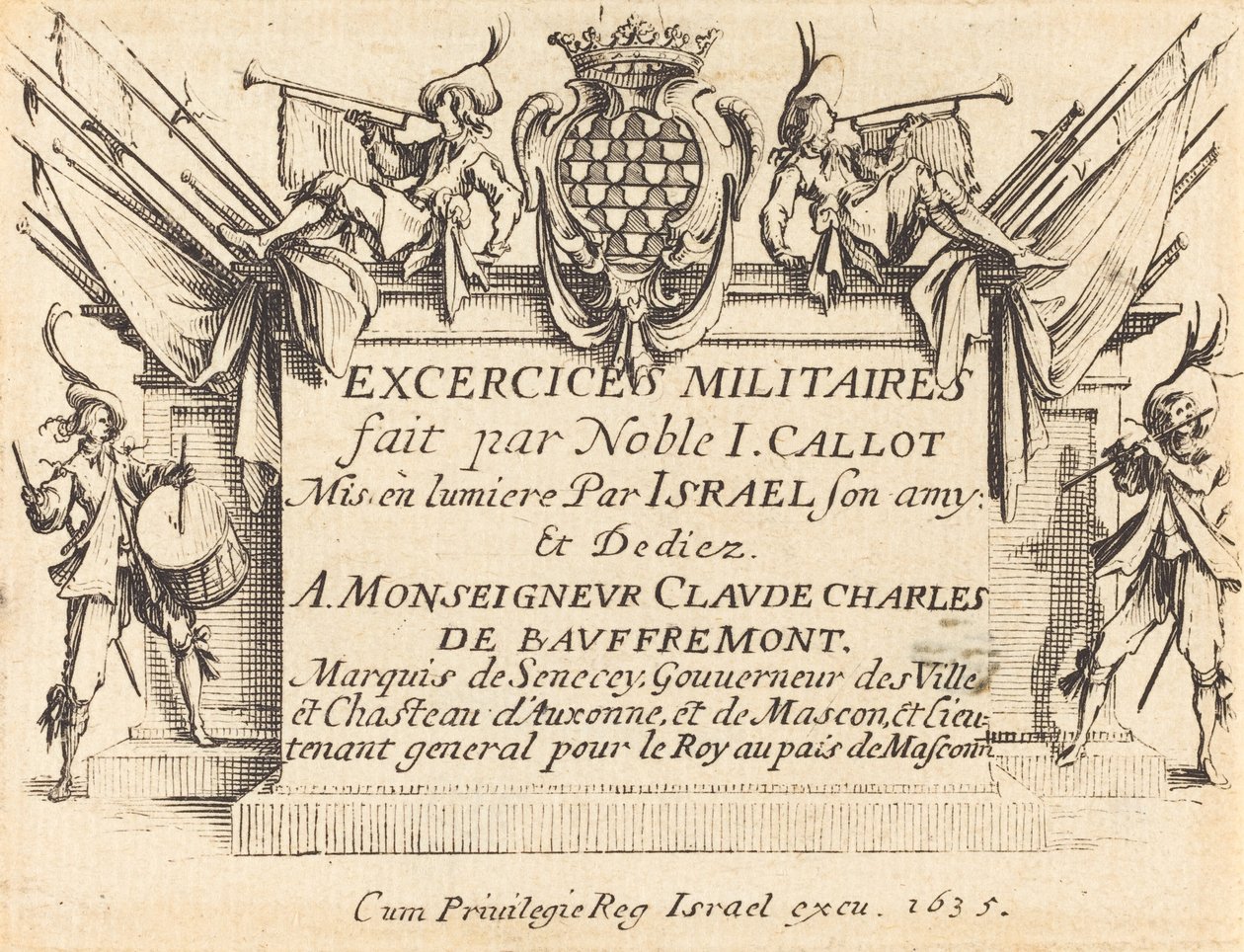 "A katonai gyakorlatok" címlapja alkotó: Jacques Callot