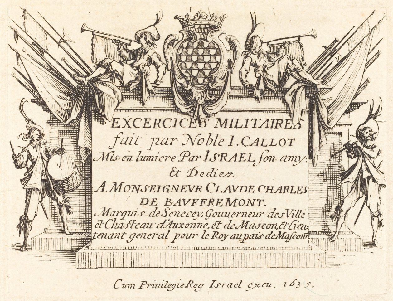 "A katonai gyakorlatok" címlapja alkotó: Jacques Callot